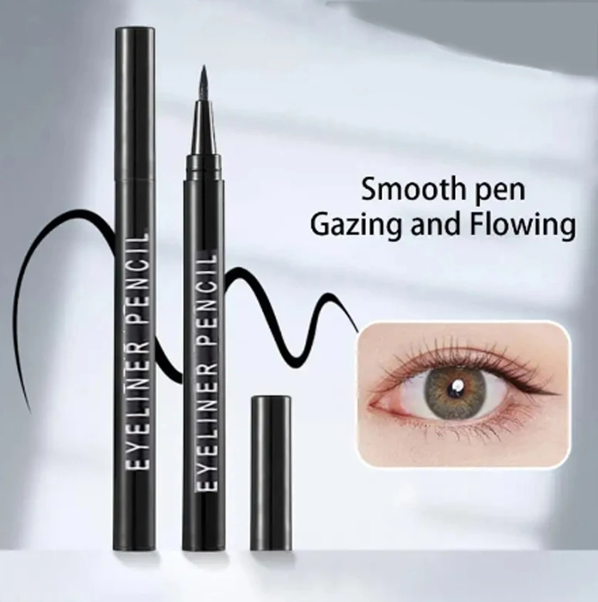 

Black Liquid Eyeliner Waterproof Long Lasting Eye Liner Pencil Quick Drying Not Bloom Natural Eyeliner Liquid Pen Cosmetic Brush