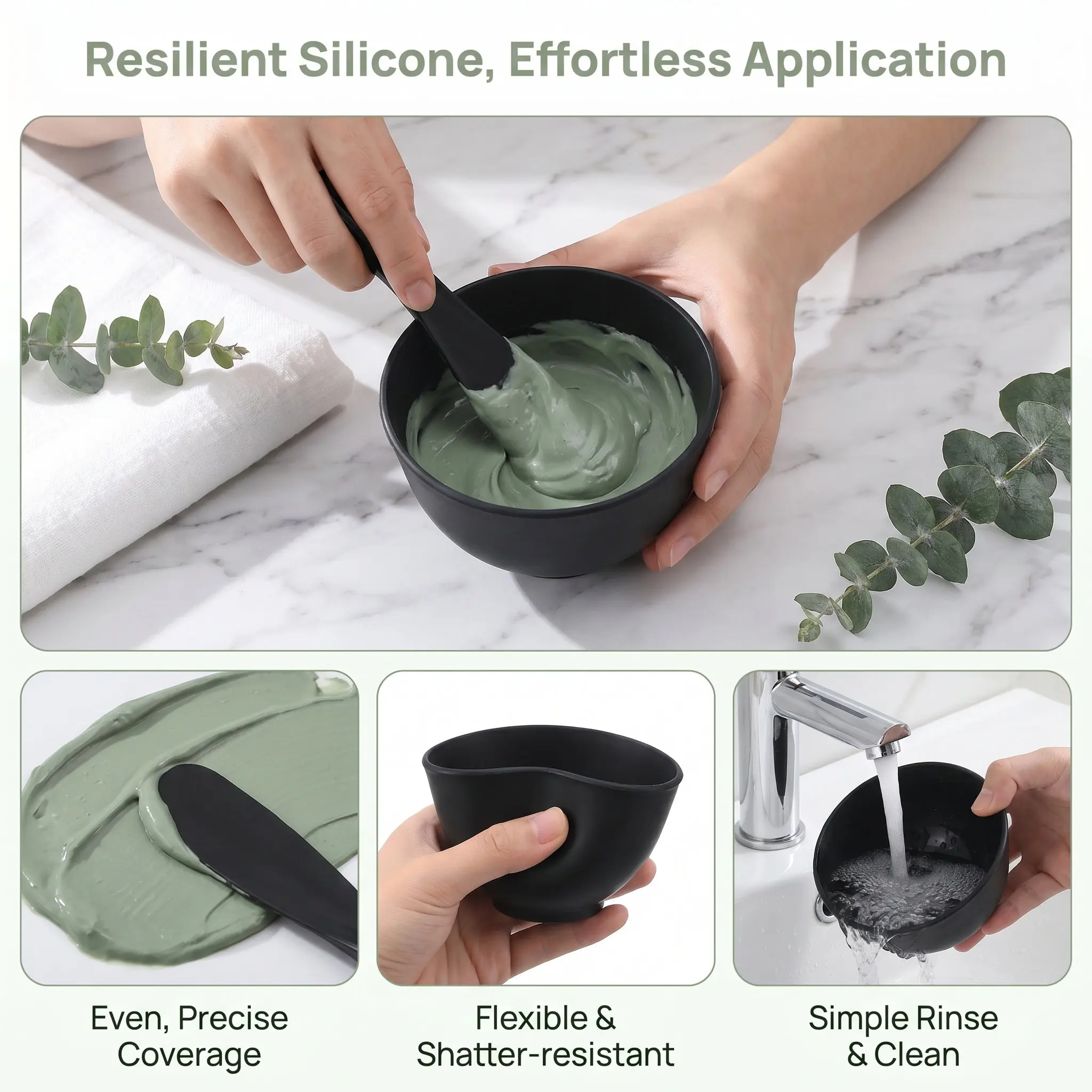 1Set Facial Mask Mixing Bowls Silicone Mud Mask Applicator Tool DIY Beauty Spa Facial Skincare Holder Makeup Mixing Container - view 6