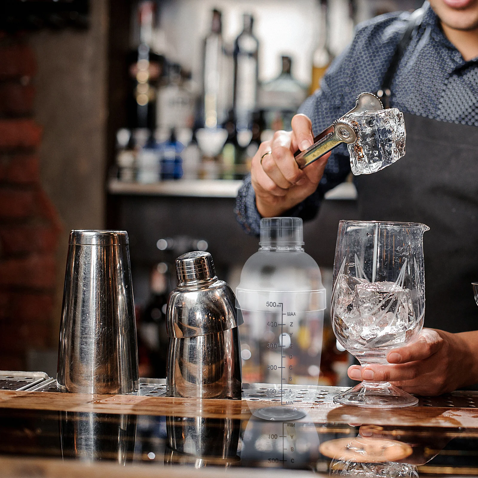 

530Ml Pc Resin Transparent Shaker Anti-Fall Anti-Scalding Mixing Cup With Measuring Scale Cold Heat Resistant Bar Home