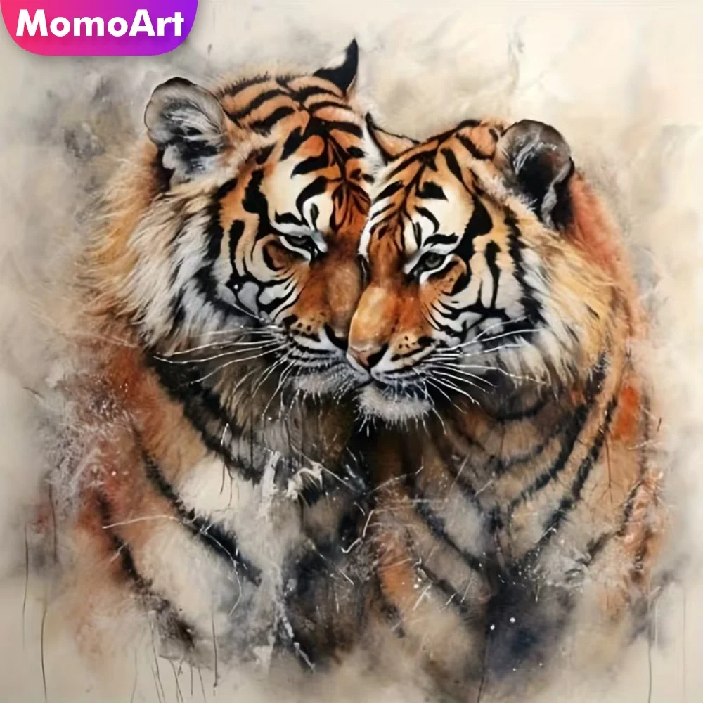 Momoart Tiger-Diamant-Stickerei, Tier-Malerei-Muster für Erwachsene, Anfänger, Acryl-Bastelbedarf, Mosaik, DIY, einzigartiges Geschenk