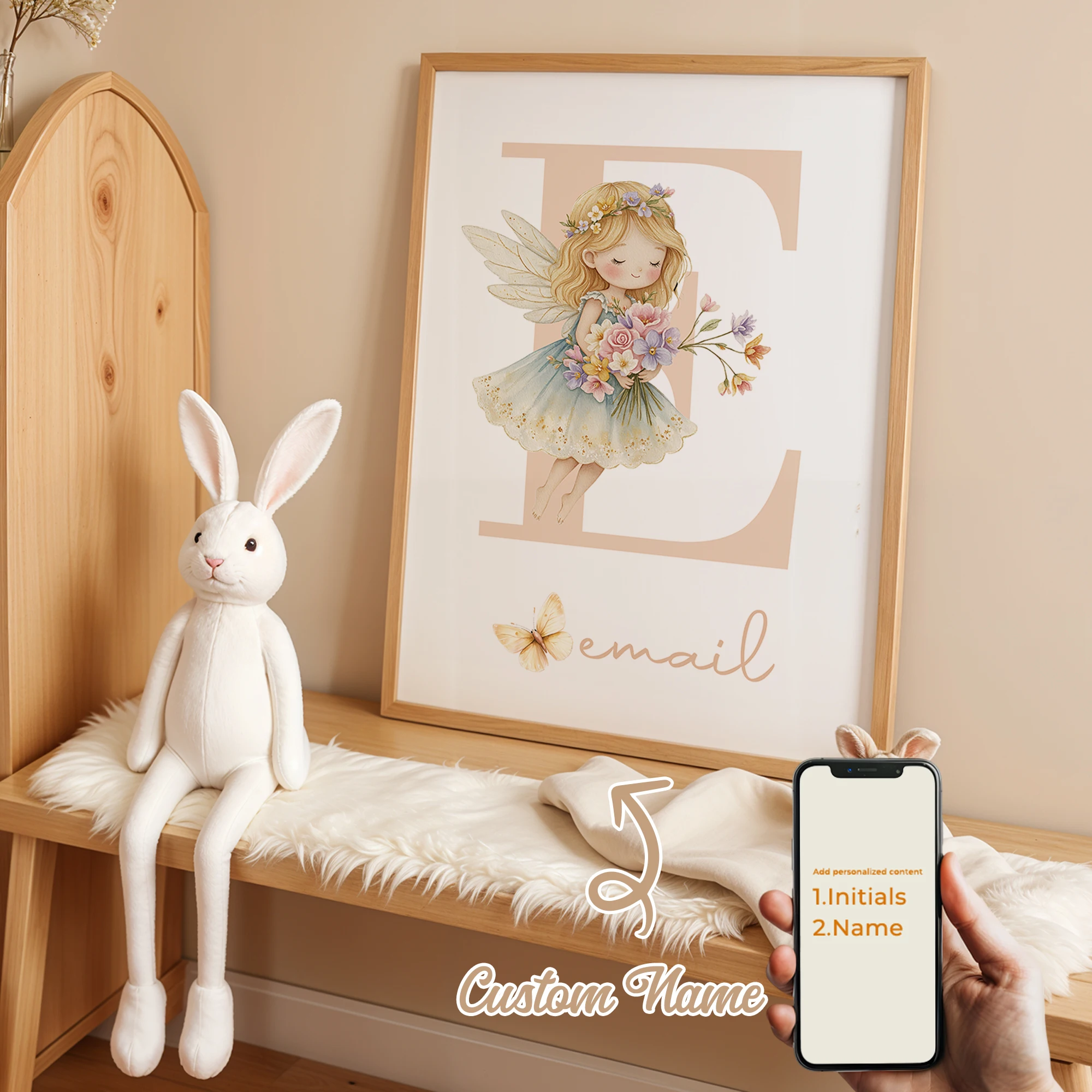 

Personalized Custom Name Cartoon Fairy Wall Art Print Picture Canvas Poster Painting For Living Room Kids Room Home Decor