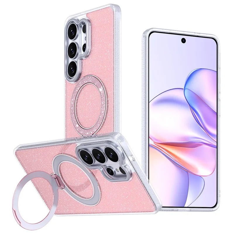 

Fashion Support Magnetic Charging Phone Case for Samsung Galaxy S22 S23 S24 FE S25 Plus S26 Ultra With Back Rotating Stand