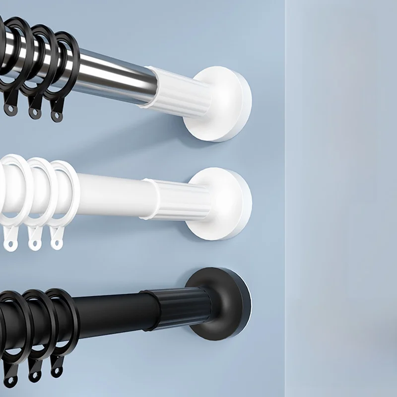 

Stainl Steel Curtain Rod Balcony Bedroom Expandable Clothes Drng Rod Door Curtain Partition Batoom Hanging Rod