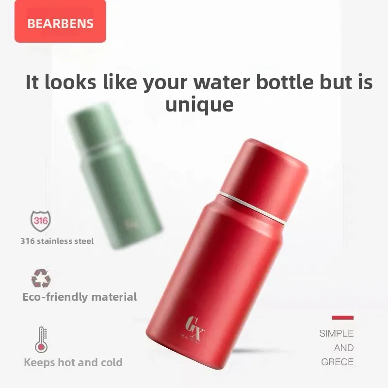 

Портативная термобутылка из нержавеющей стали для мужчин, женщин и детей, простая и милая офисная кружка для воды, цветная кружка с медведем