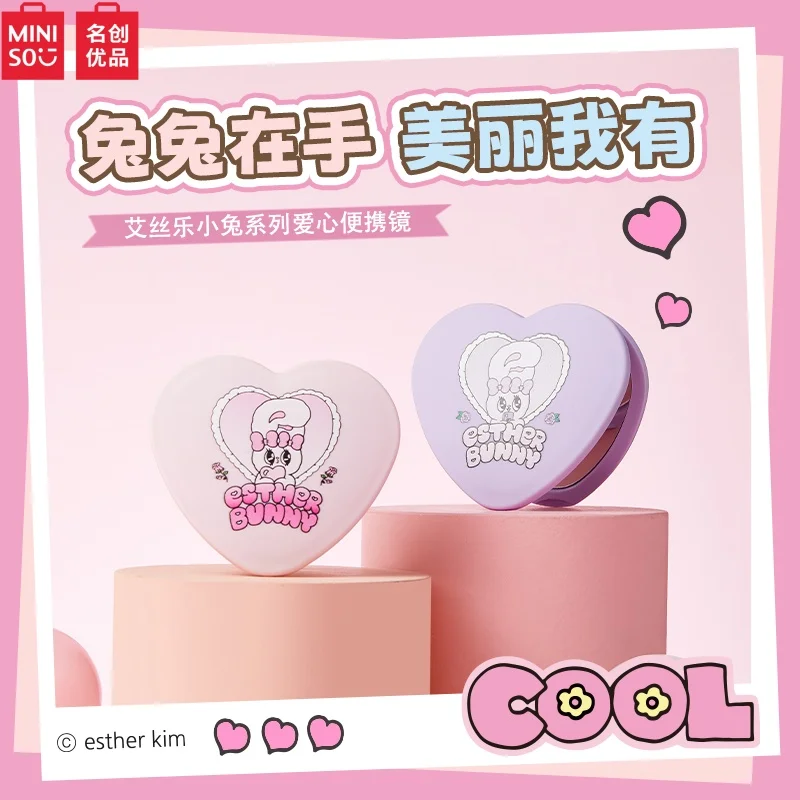 

In Stock Miniso Esther Bunny Series Love Portable Cute Folding Makeup Mirror Carry With You