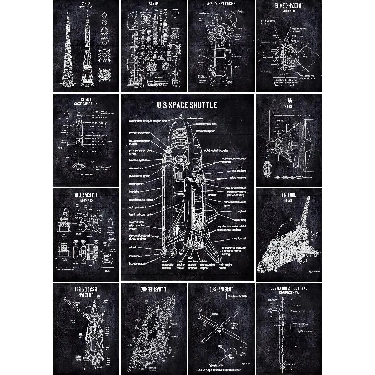 Space Shuttle Poster  Astronautical Wall Art Print from the Space Passion Collection for Home  Office Decor