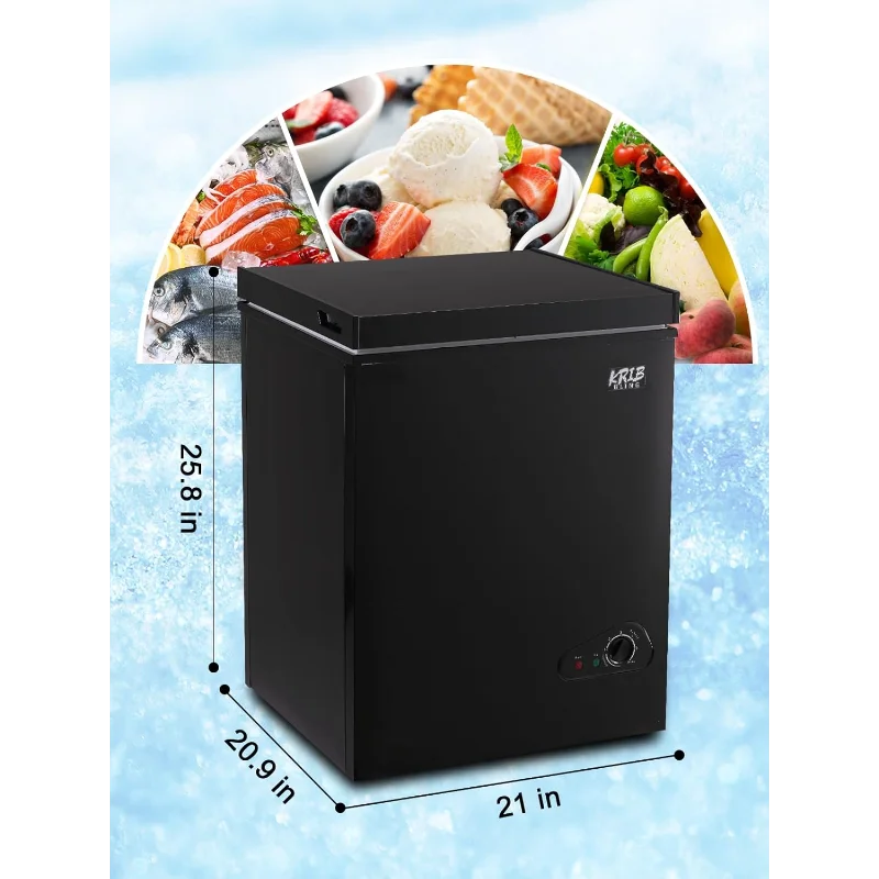 Mini congelatore orizzontale da 3,5 piedi Cu.Ft 7 marce con controllo della temperatura Congelatore compatto con porta aperta superiore e cestino portaoggetti rimovibile