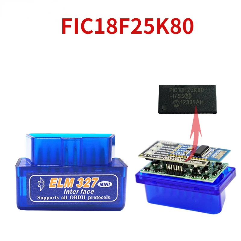 

NEW OBD2 Mini Bluetooth Car Detector PIC25K80 Chip ELM327 English Version Bluetooth 5.1 Automobile Fault Diagnosis Instrument