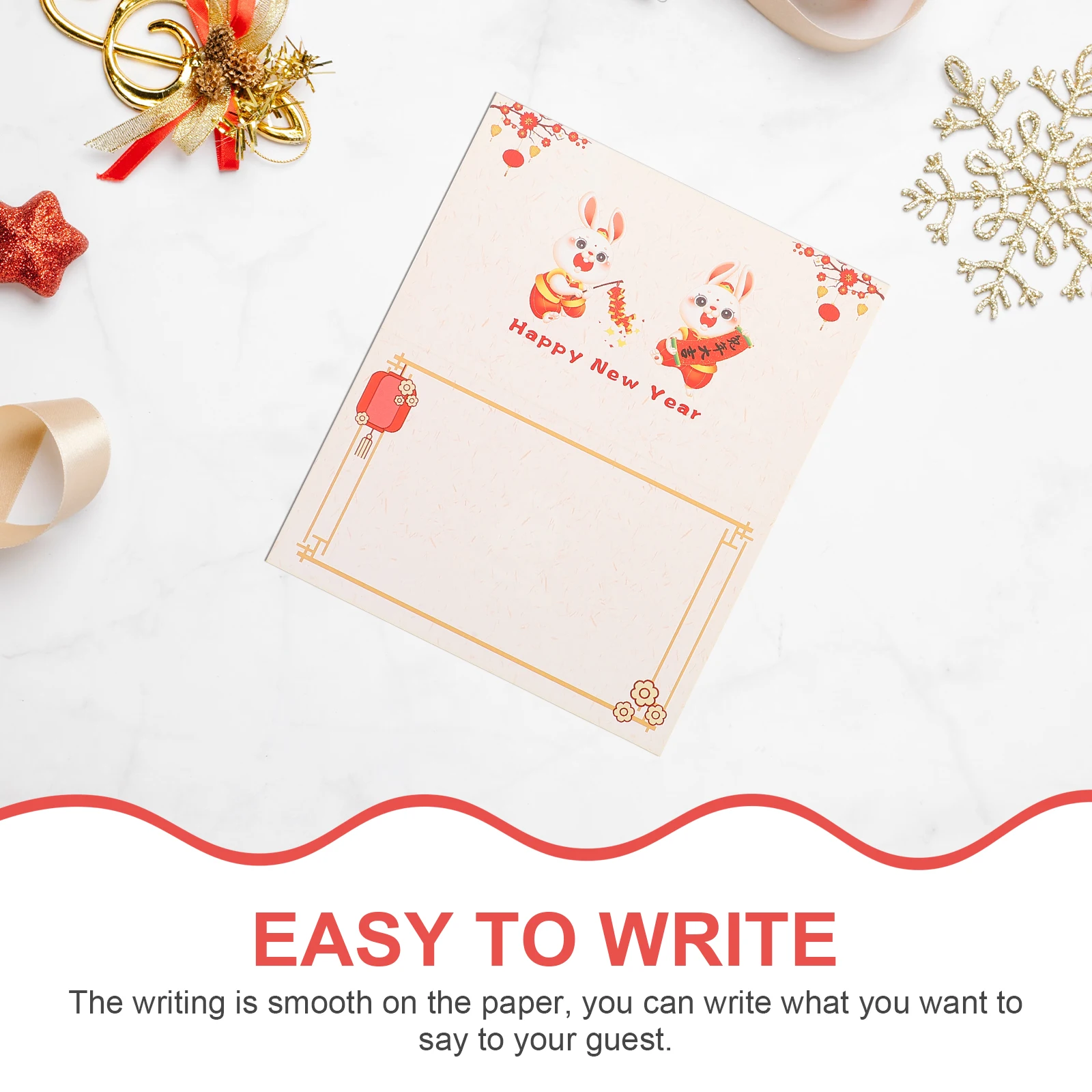 

10pcs Greeting Cards Funny Rabbit 2023 Holiday Note Paper Smooth Writing Chinese Style Blessing Cards Party Invitations