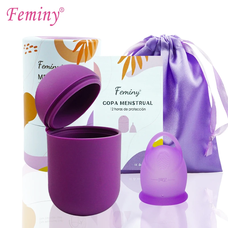 

Female Copa Mestrual Certificada With Ring Pull Medical Silicone mestrual cup sterilizer Period cups coletor sterilization kit