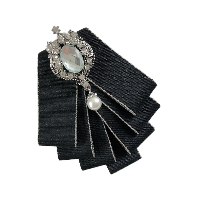 Boys Luxury Blue Ribbon Bowtie Bow Brooch Collar Pins Man Brooches Men Elegant Accessories Diamond Jewelry Wedding Butterfly
