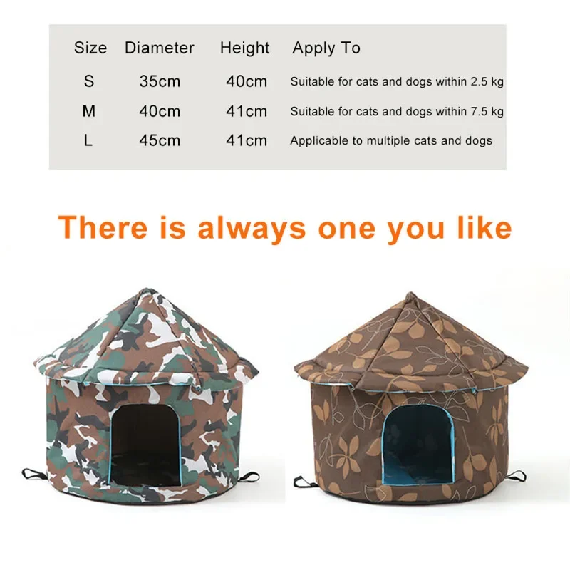 Waterproof Medium For Outdoor Teepee Pet Cats Bed Animal Small Houses Tent Cat Dog Warm Enclosed Winter Foldable Accessories