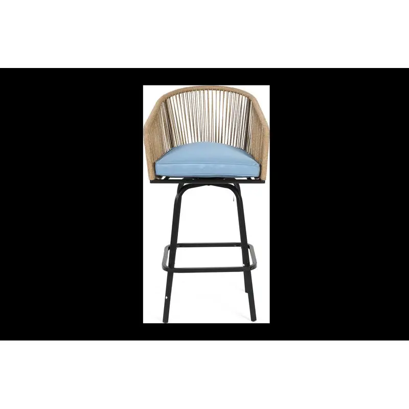 مجموعة كراسي بار خارجية مكونة من 2، كراسي بار للفناء مع مساند للذراعين، روطان لجميع الأحوال الجوية مع مسند ظهر، مقاعد خوص للحديقة، حمام السباحة،