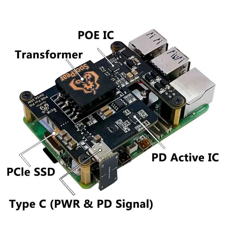 Imagem -04 - Raspberry Pi-pi5 Poe com Ativação do Gatilho pd Refrigerador Ativo Pcie-m.2-nvme-ssd Ethernet de Energia tipo c 802.3af at