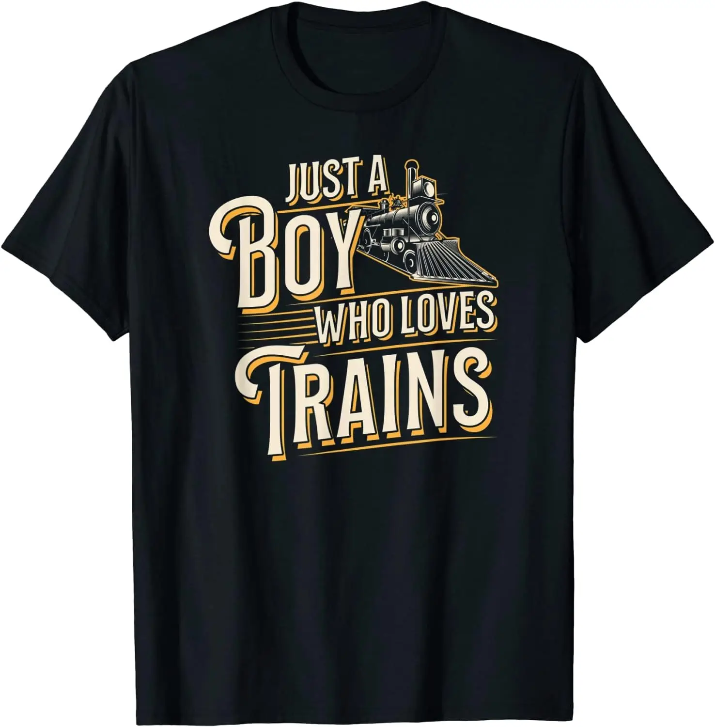 

Just A Boy Who Loves Trains Hobby Steam Train Enthusiastharajuku Men Clothing Graphic T Shirts