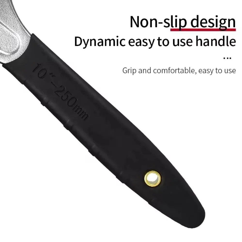 

8/10/12 дюймов регулируемый ключ с храповым механизмом, нескользящая ручка, многофункциональный самозатягивающийся ключ, ключ для ванной комнаты с большим отверстием