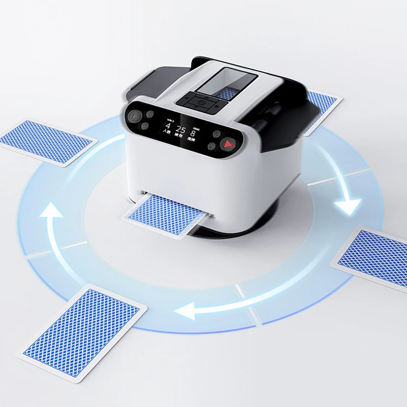 360° Rotating Automatic Card Dealer Shuffler 2 In 1 Playing Cards Shuffling Dealing Tool 5200mAh Portable Electric Poker Machine