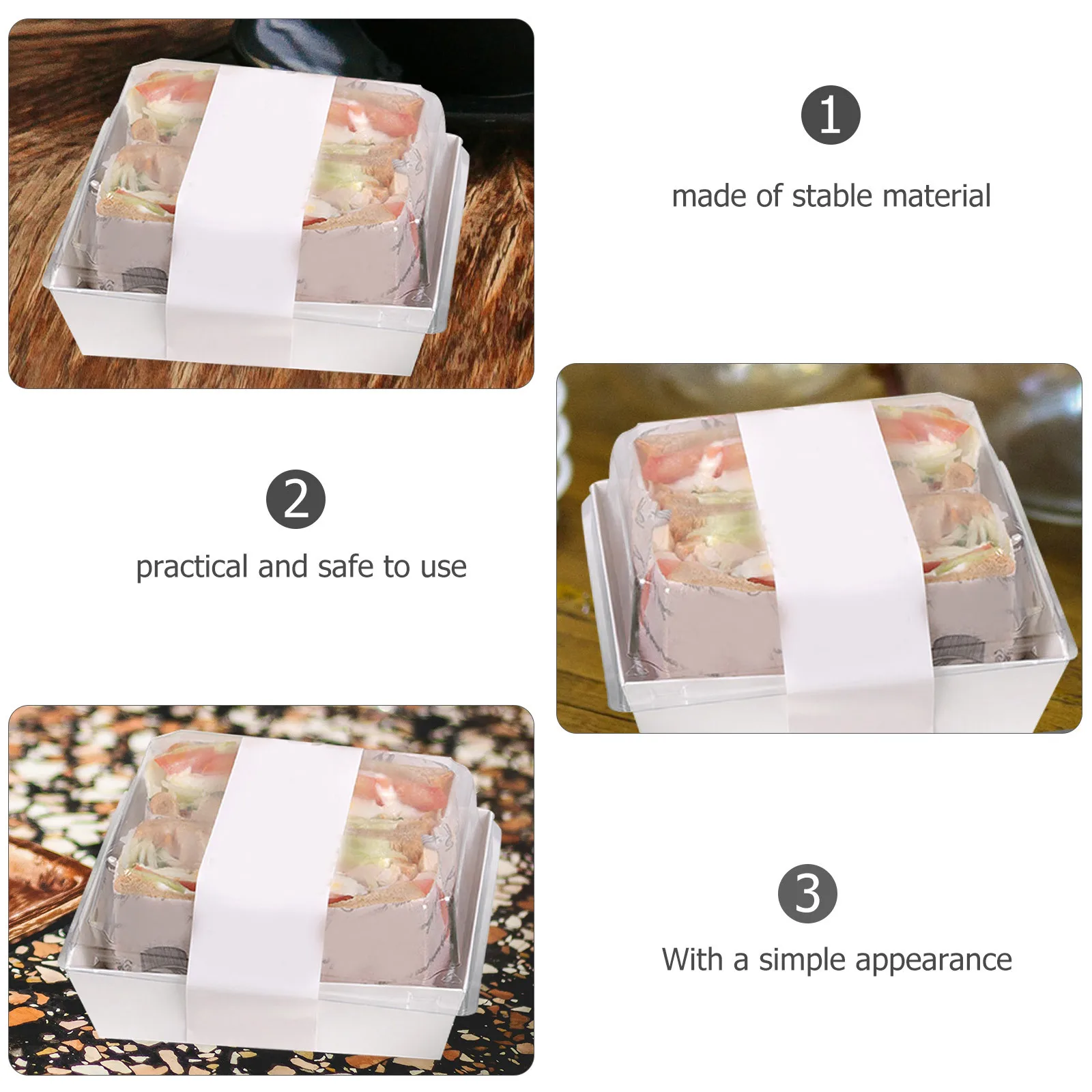 50 ชิ้นกล่องห่อแซนวิชวัสดุที่ยอดเยี่ยมกล่องเก็บของสำหรับเค้กคุกกี้มัฟฟินงานเลี้ยงฉลองสมรสก่อนแต่งงานงานแต่งงานวันเกิด