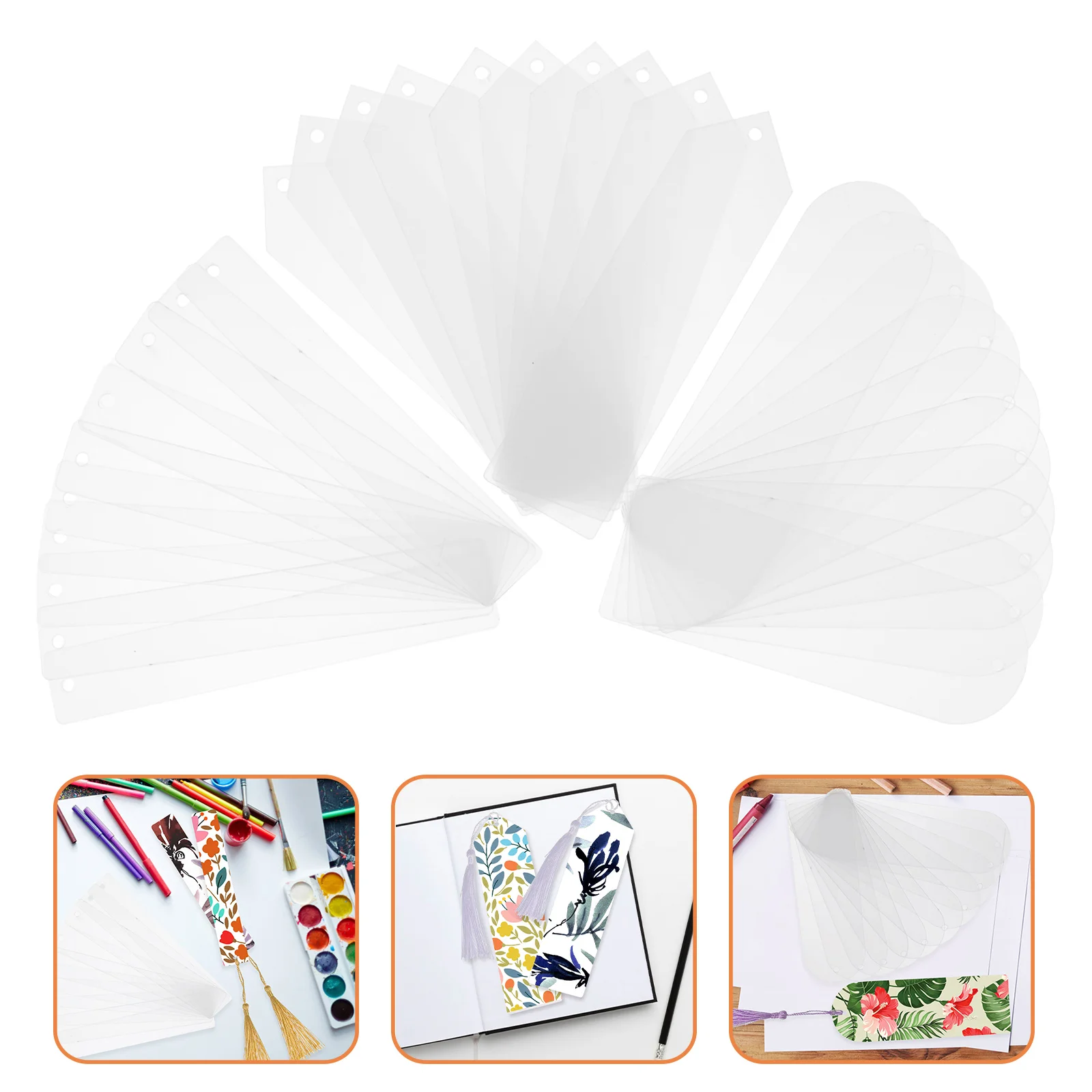 

Transparent Bookmarks Acrylic Page Markers Tassels Pendant Blank Clear Bookmark DIY Crafts Gifts Students Writers Readers