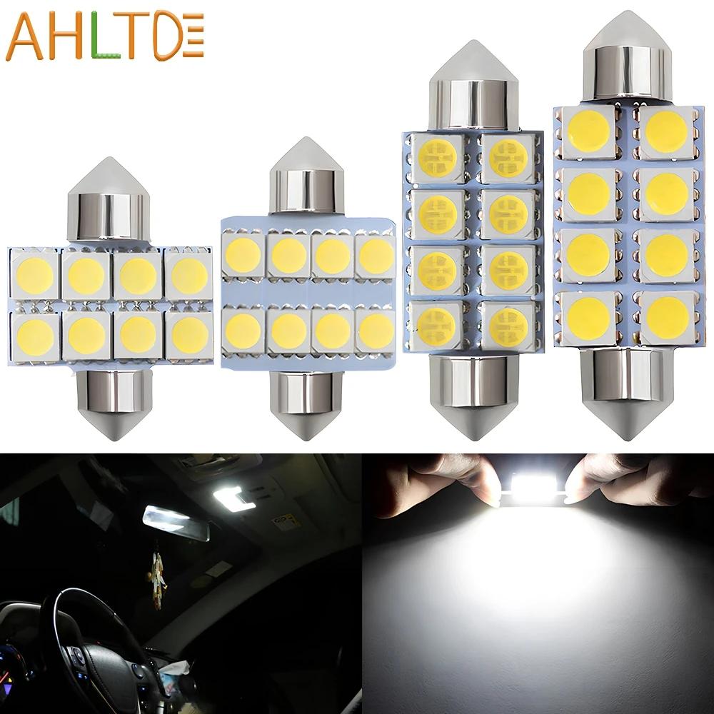 

1/2/10PCS Car Bright Parking Door Festoon Dome Backup Lamps 5050 8SMD 31MM/36MM/39MM/41MM White Led Turn Signal Bulb Tail Light