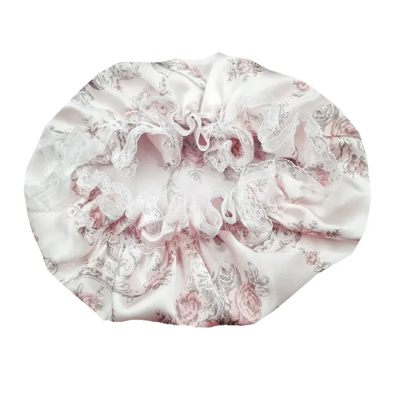 

Шелковая кепка для ночного сна с кружевным краем Роскошная женская мягкая кепка из чистого шелка для ночного сна Кепка для волос Шелковая широкая эластичная лента Кепка для волос Лидер продаж