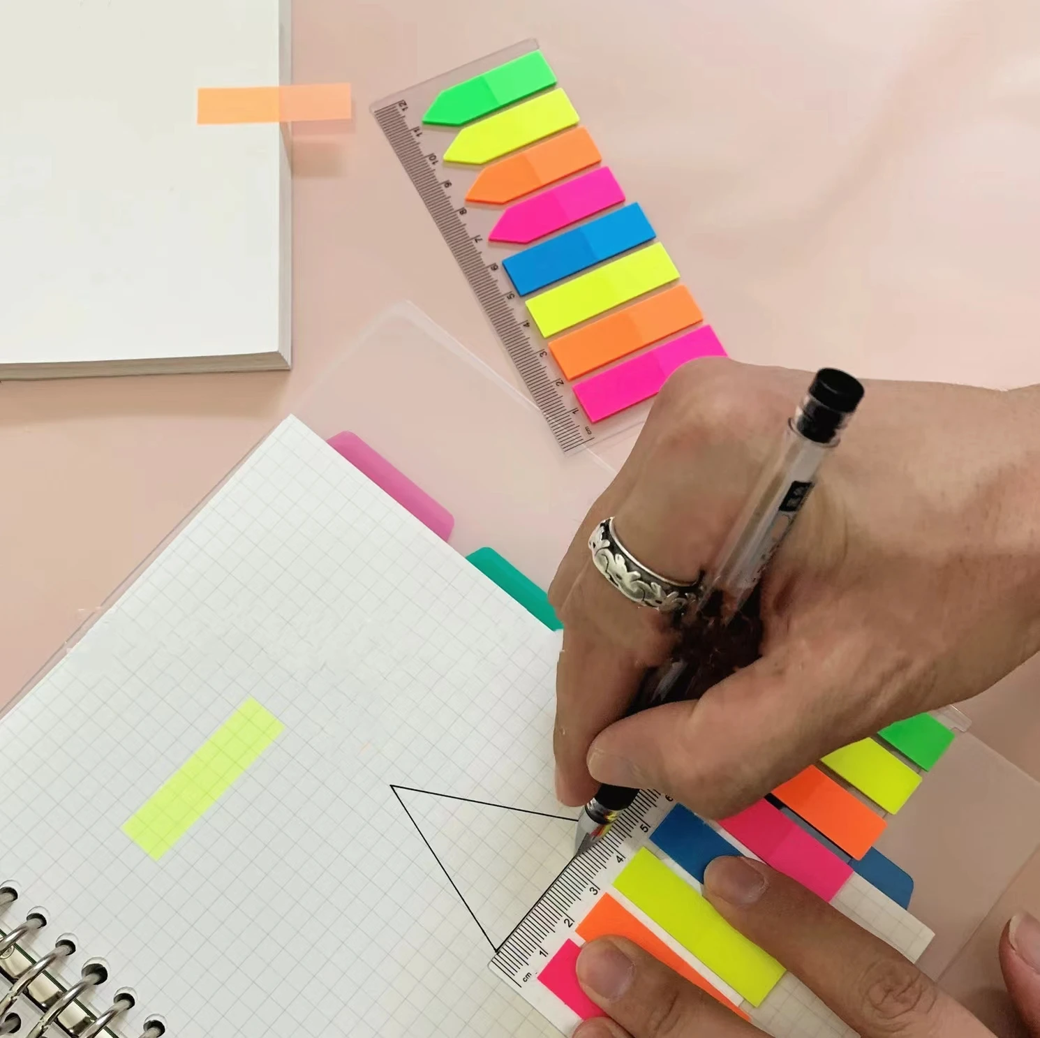 250 Sheets Transparent Sticky Notes+Sticky Index Tabs, Self-Sticky Annotation, Waterproof Translucent Color Memo Pad for Books