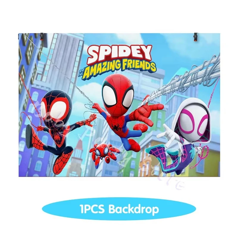 Spidey und seine fantastischen Freunde, Geburtstagsdekorationen, Geschirr-Set, Teller, Tassen, Hintergrund, Luftballons, Geburtstagsparty-Zubehör, Geschenke