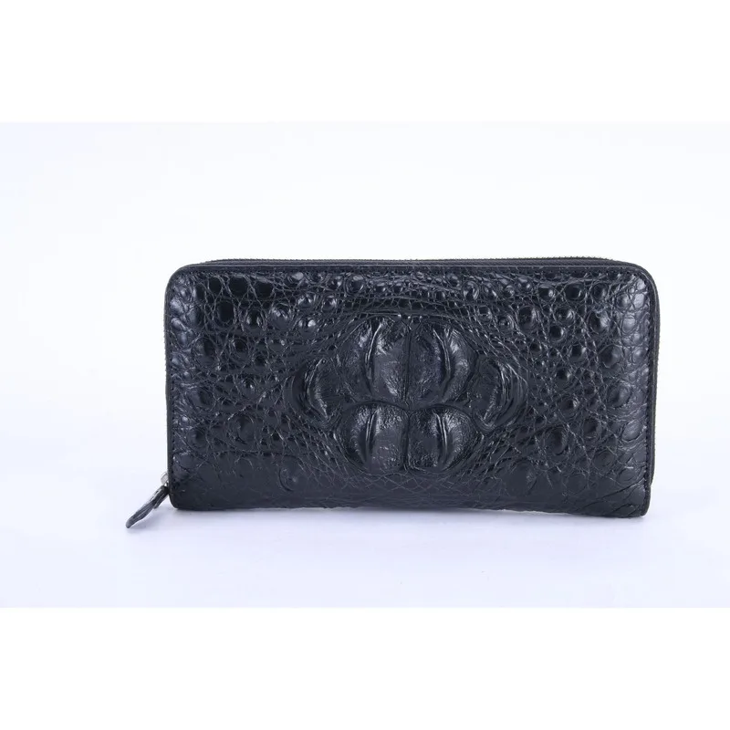 New Thai Style  Men's Long Bag Real Leather Leather Handheld Bag Business Crocodile Skull Zipper Wallet Female Purse Men Wallets