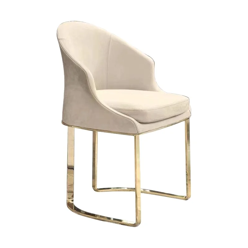 Chair Dining Chair Modern Luxury Gold Stainless Steel Metal Frame Leg Beige Leather Dining Chair