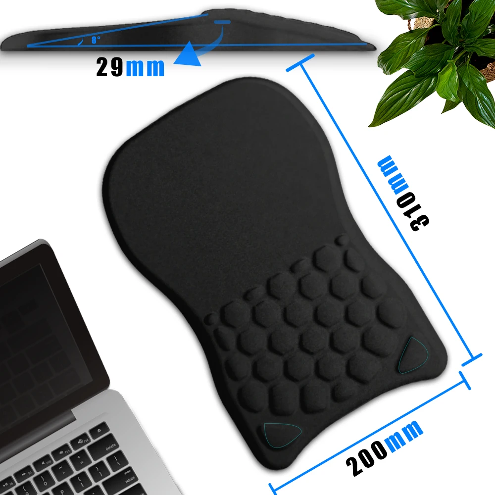 Ergonomic Mouse Pad Wrist Support,Black Wrist Rest Mousepad with Massage Design,Computer Mouse Mat for Desk Home Game Office