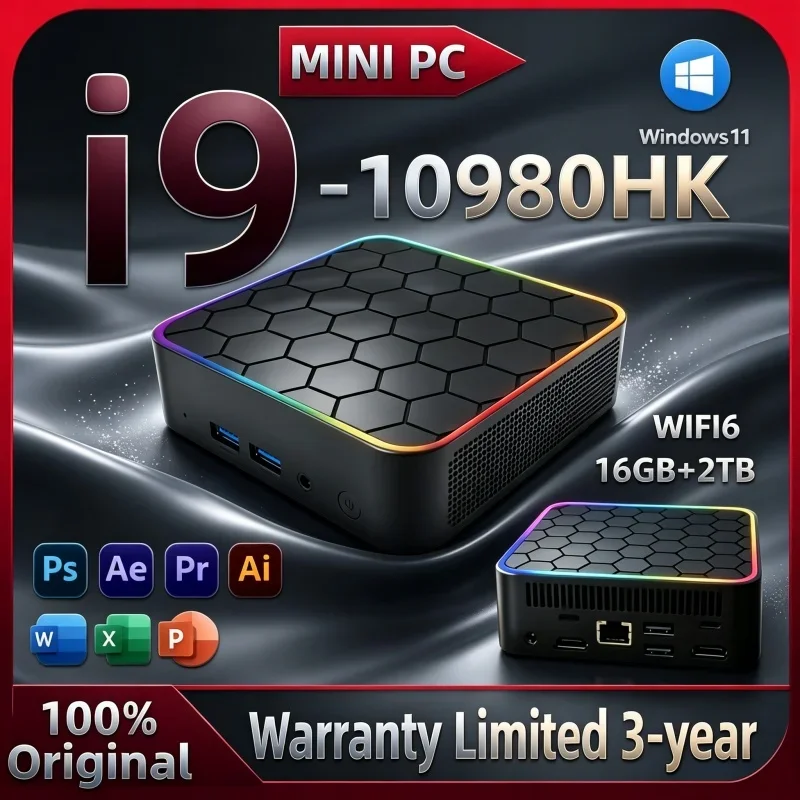 Reliable Rainbow Border Hexagon Mini Host Core I9 10980HK Original PC For Home Office Business Apps Casual Play