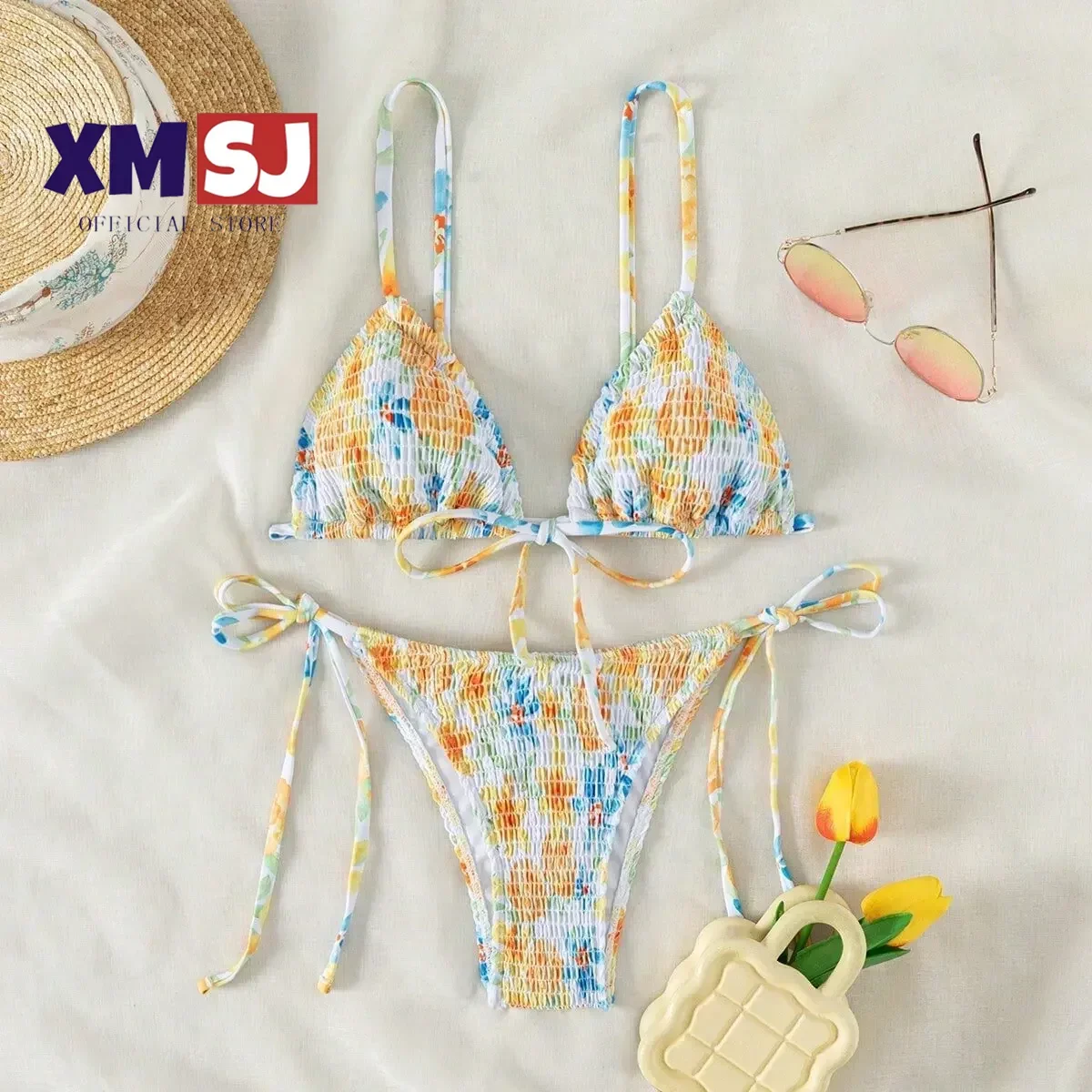 

2024 New Tie Dye Print Women Swimsuit,2-piece Mini Bikini Set,triangle Cup Suspender Backless Low Waist Thong Bathing Suit Y272