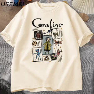 Mercan cadılar bayramı t-shirt, kadınsı bir adam, ürpertici, vintage tişört harajuku sonbahar kısa kollu tişört pamuk kadın giyim Coraline'in 6 büyük satışı-2 numara