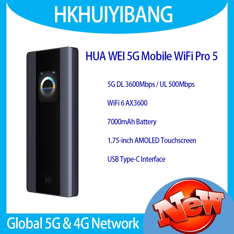 Unlocked HUA WEI 5G Mobile WiFi Pro 5 E6888-982 Wi-Fi 6 AX3600 Type-C Dual Band Pocket Hotspot 5G 4G LTE Portable MiFi Sim Card