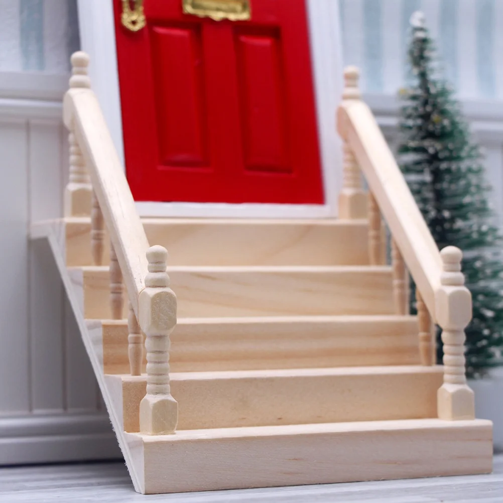 Mini escalier à main courante en bois, maison l'inventaire, scène de marche, meubles, maison de courses miniatures, salle de jouets, petit