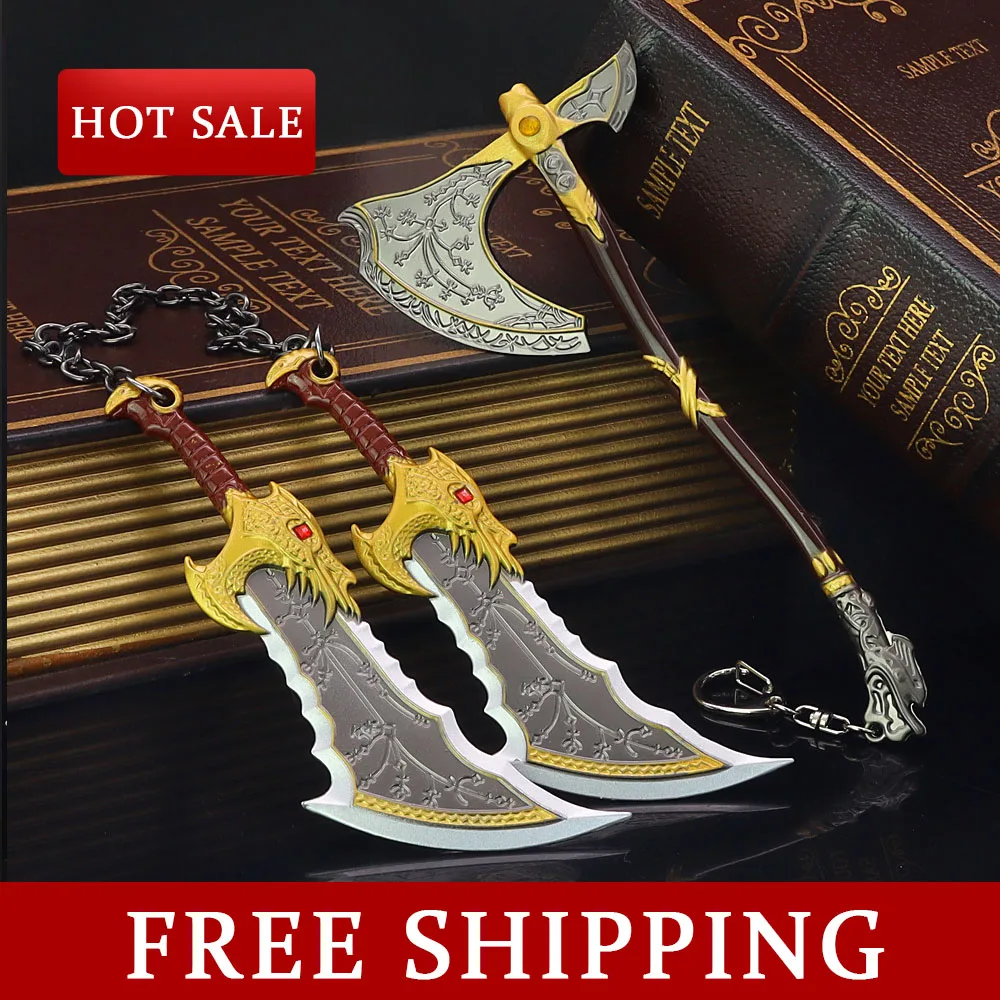 

18CM Game God of War weapon Leviathan Axe/Blades of Chaos Full Metal Craft Weapon Model Ornament Cosplay Sword Toy Boy Gift