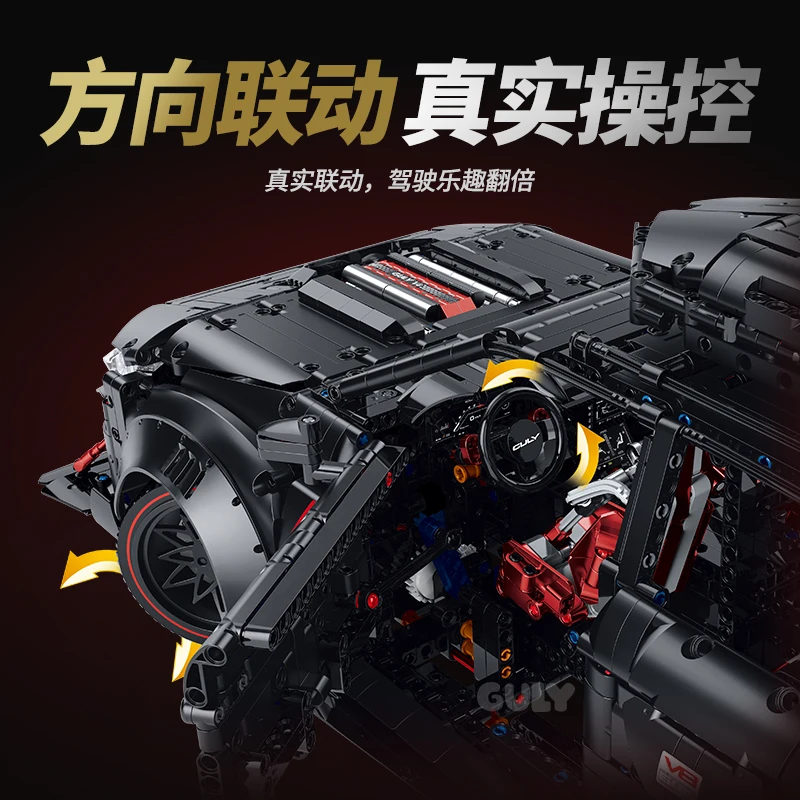 IN STOCK 10645 MOC Technical 1:8 RC Sports Car Building Blocks Model Racing Bricks Assembling Toys for Boys Birthday Gift Set