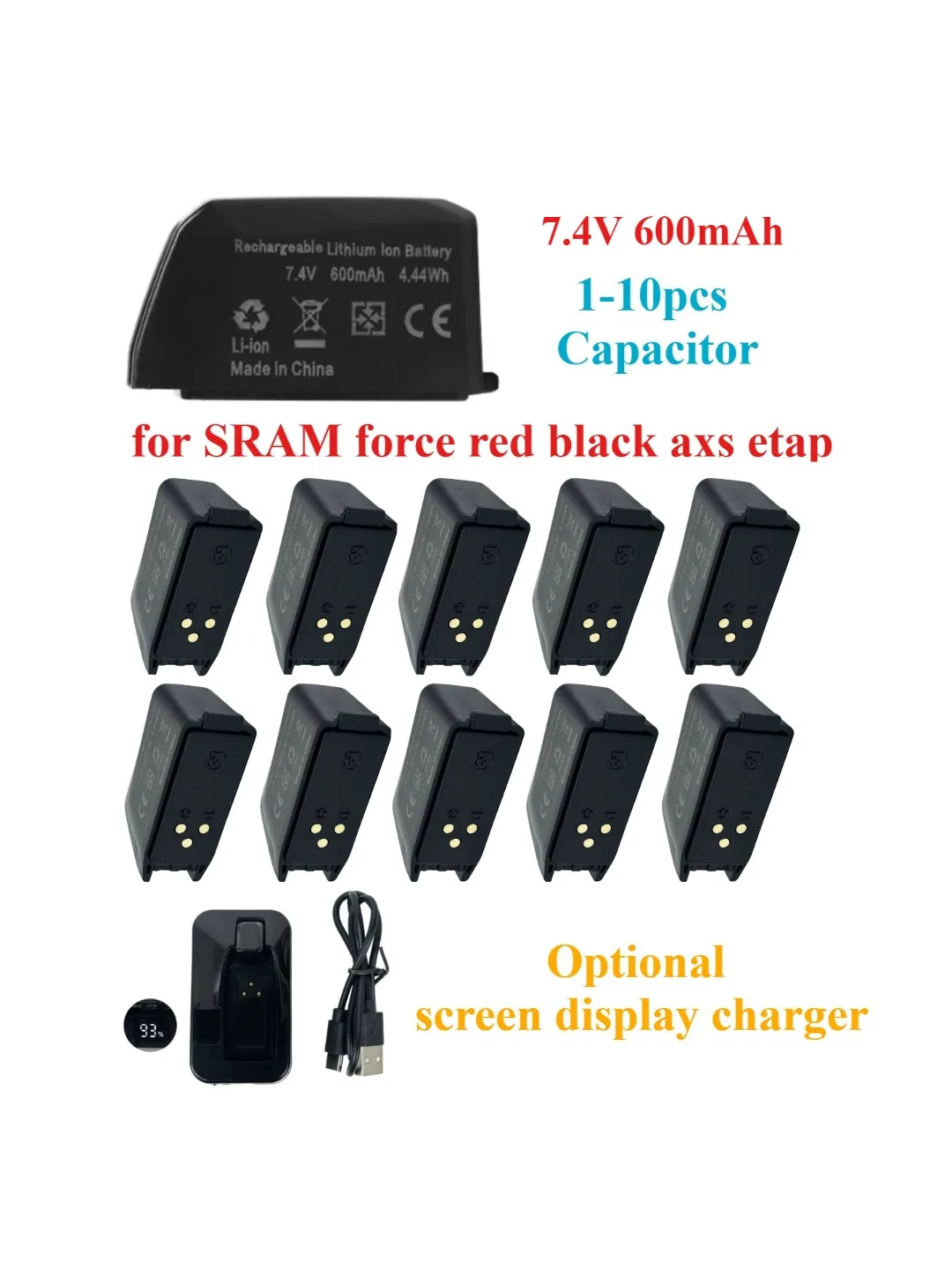 AliExpress NONE 1-10pcs/lot 600mAh 7.4V for SRAM Force Red Axs Etap Mountain Bike XX1 X01 GX AXSReplacement Battery Capacitor IC Chip