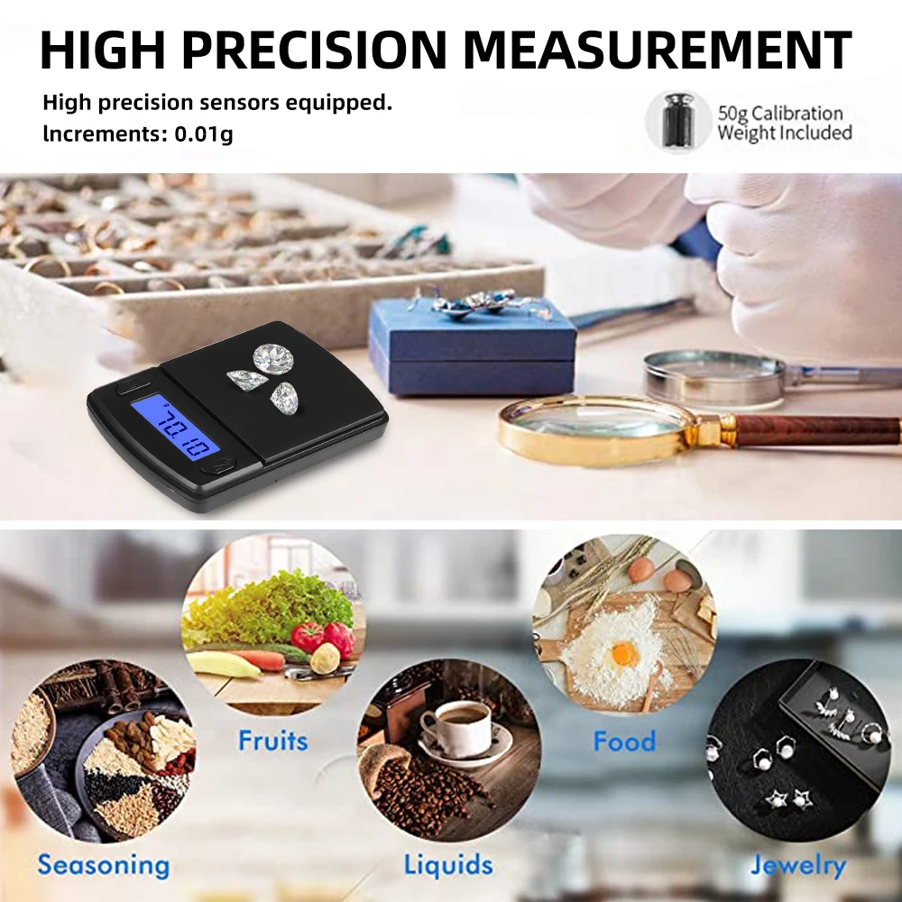 200g/300g/500g X 0.01g Digital Balance Precision Kitchen Scale Electronic Scales Weight Jewelry Accurate Weighing Pocket Scale