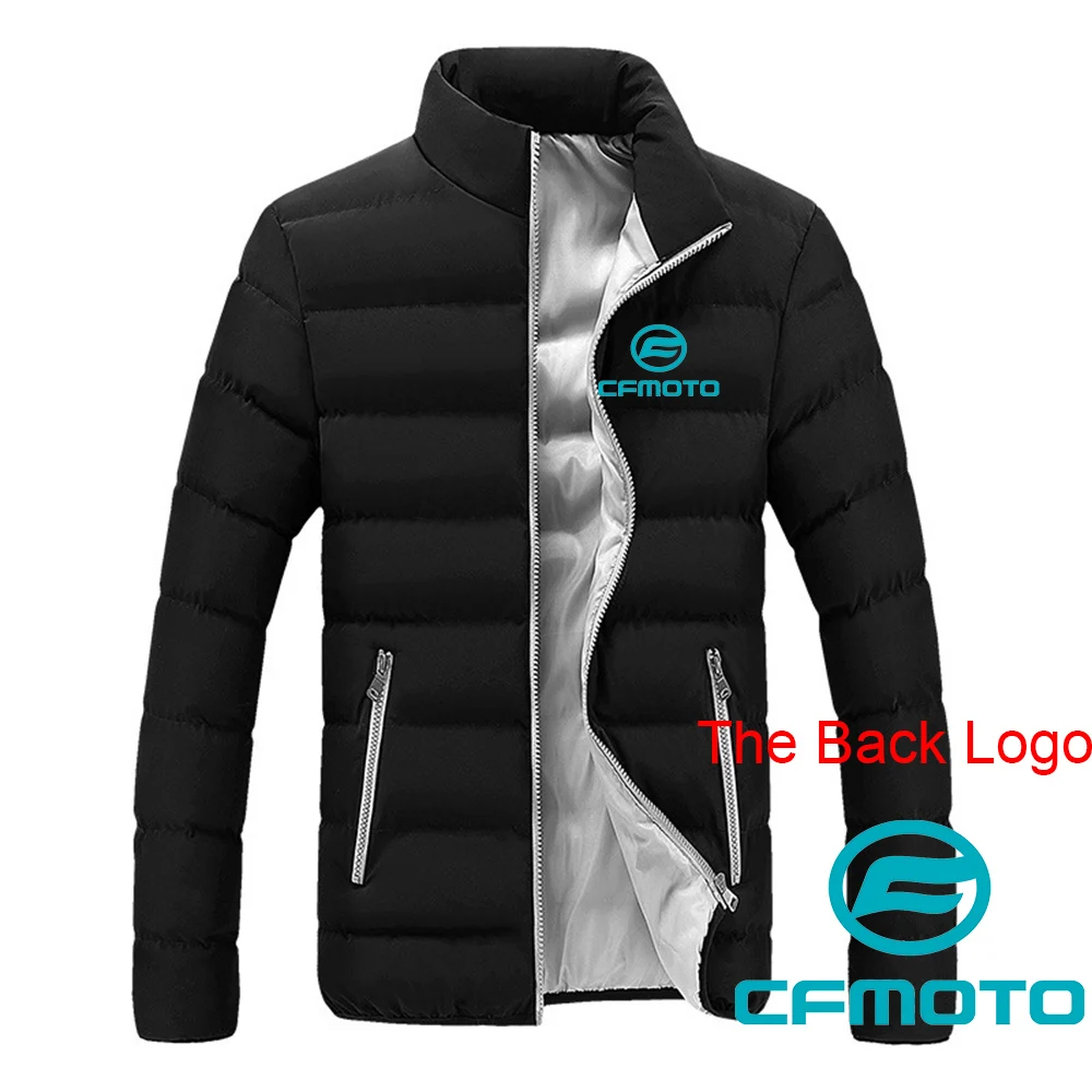 2024 New Men Cfmoto Autumn and Winter New Warm Collar Breathable Four-Color Cotton-Padded Jacket Printed Slim Coat Tops