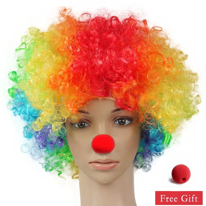 Curly Wig Carnival Explosion Hair Hat Funny Clown Rainbow Headgear Adult Kids Cosplay Wigs Party Props Fluffy Wig Headdress Gift