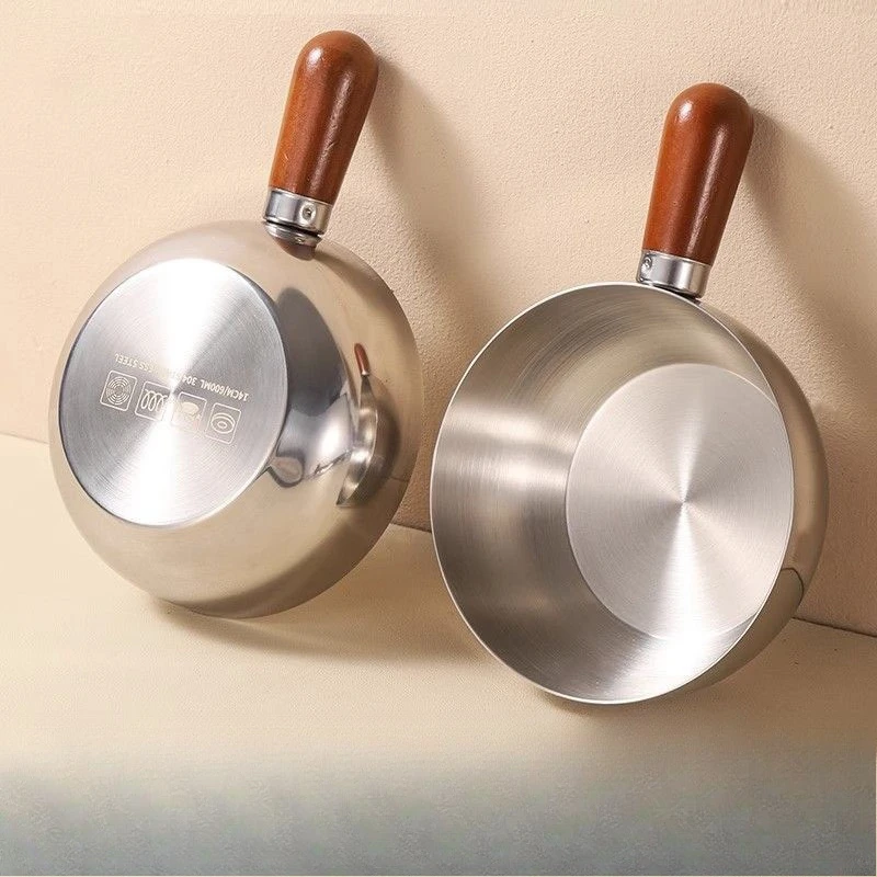 

Чаша из ореховой нержавеющей стали с одной ручкой, кухонное блюдо для смешивания салата, лапши, супа, закусок, сервировочное блюдо