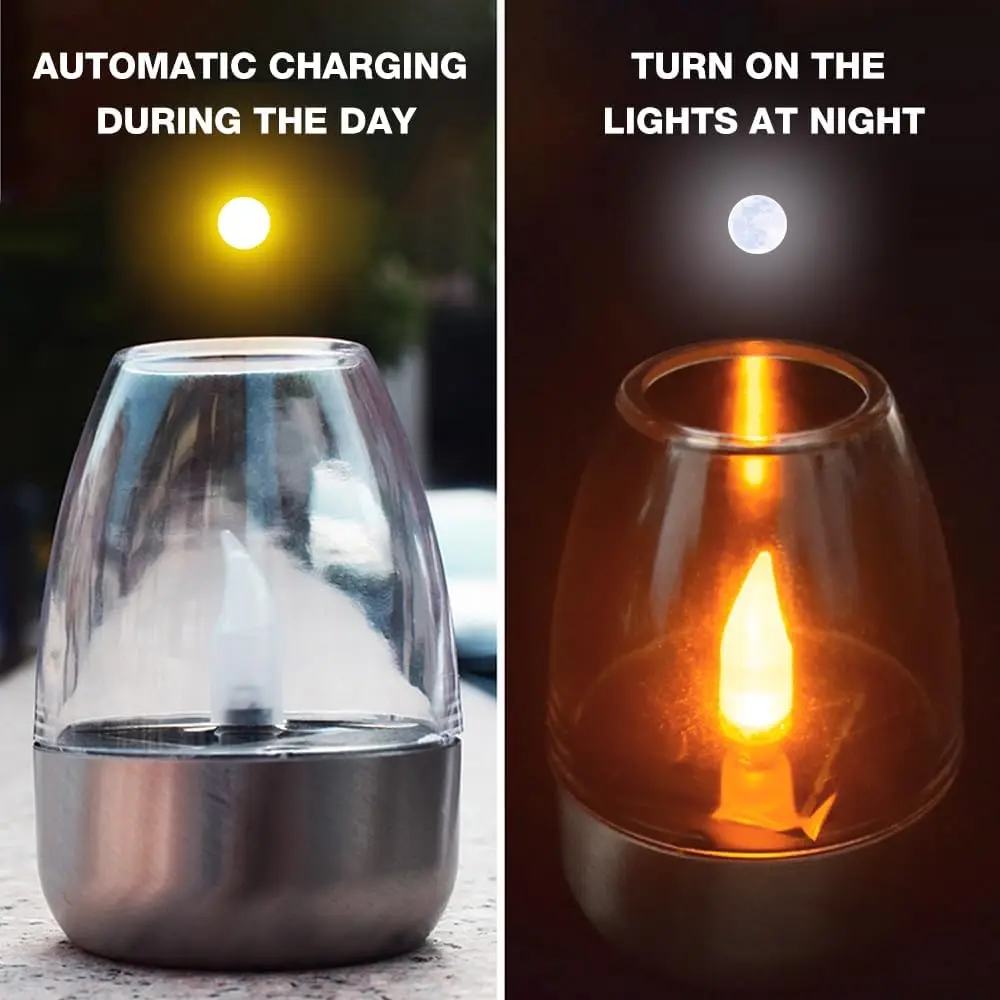 Solar LED Candles Outdoor Tea Lights Waterproof Candles Electric Flame Lights For Garden Patio Balcony Wedding Decoration