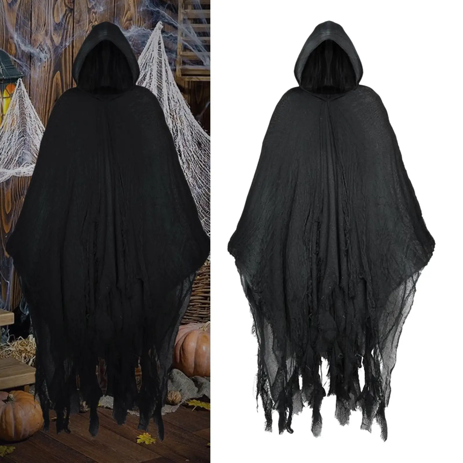 

Halloween Cloak Witch Cape Grim Cowl Long Cape Medieval Hooded Cape Photo Prop for Easter Wedding Festivals Party Fancy Dress