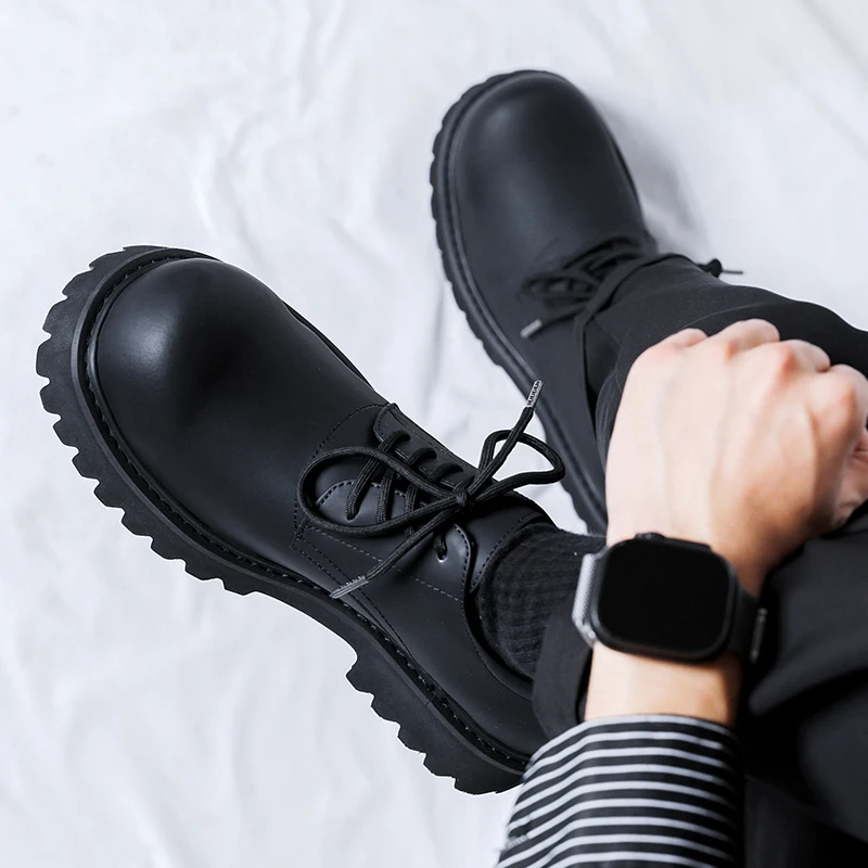 الرجال المألوف ديربي أحذية الرجال مريحة المألوف كبير تو سميكة سوليد أحذية من الجلد الأعمال أحذية الحفلات الاجتماعية أحجام 38-46