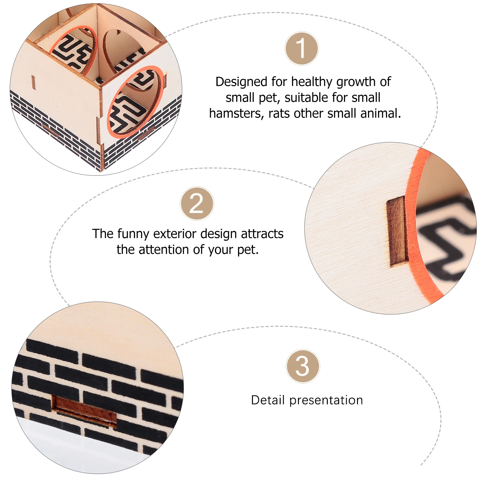 

Hamster Maze Toy Wooden Tunnel with Multiple Chambers Small Pet Hideout Exercise Entertainment Playhouse