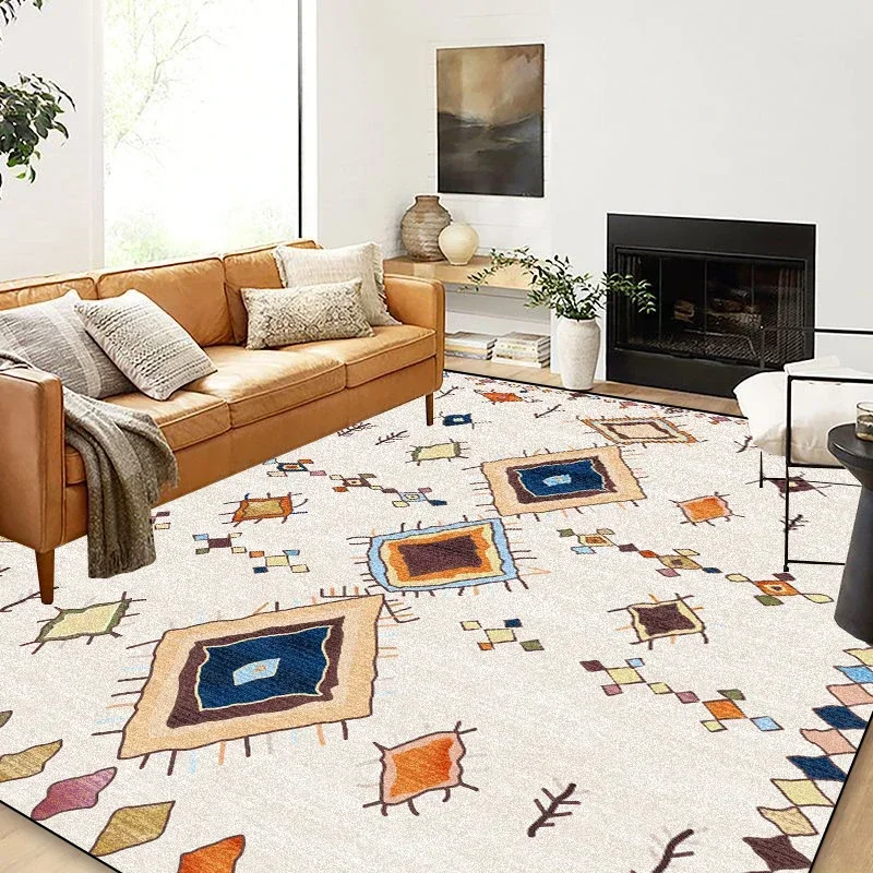 Ethnischer Teppich, extra großer Plüschteppich für Wohnzimmer, Schlafzimmer, rutschfeste Bodenmatte, Heimdekoration, Wohnzimmerdekoration