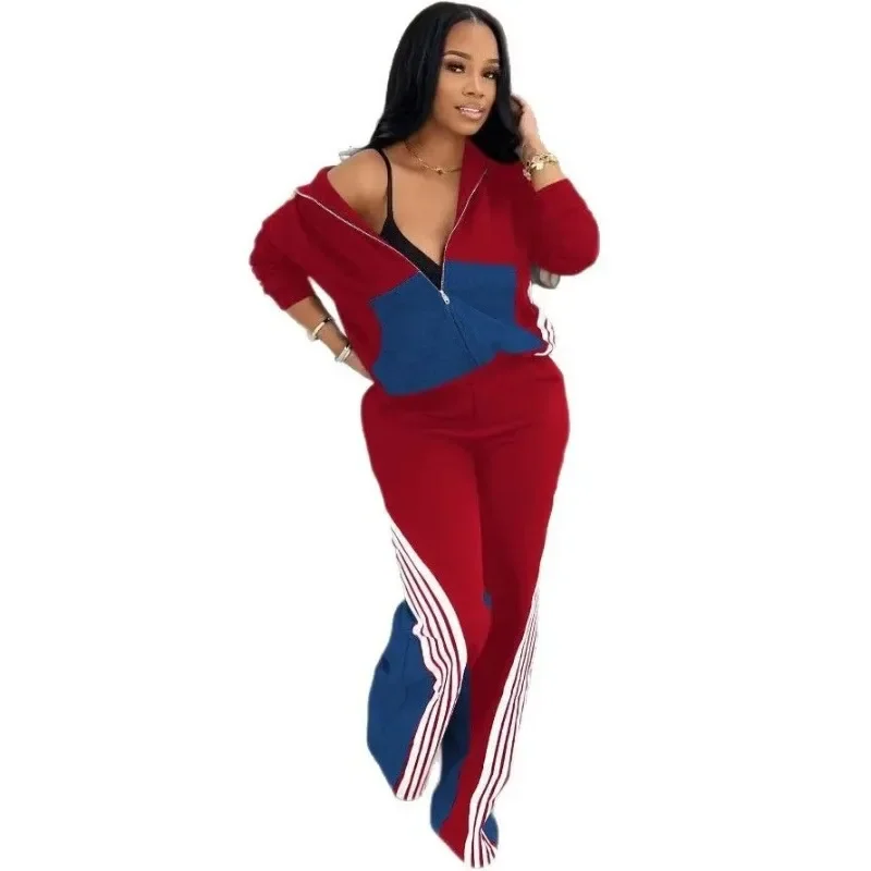 

2 Pieces Women's Sets 2025 Spring Autumn Zipper Suit Long Sleeve Coat Tops And Pants Suits Two Piece Set Tracksuit Outfit