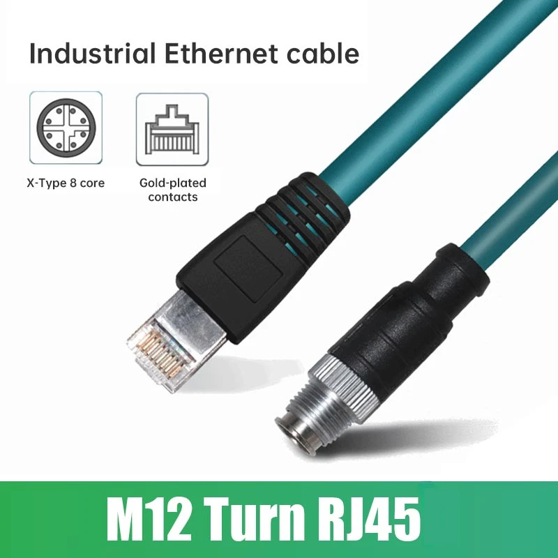 M12 8 Pin X-Coded to RJ45 Connector Industrial Camera Ethernet Cable IP67 M12 Male to rj45 Shielded Sensor Cord Aviation Plug