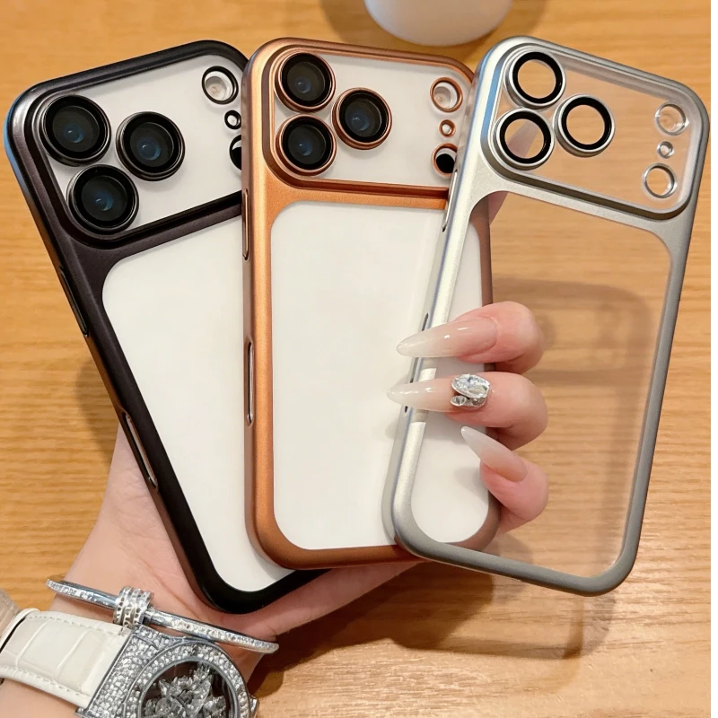 Luxury Plating Matte Ultra Slim Case For iPhone 17 16 15 Pro Max Air Lens Protection Matte Frosted Backplate Hard Cover - náhled 4